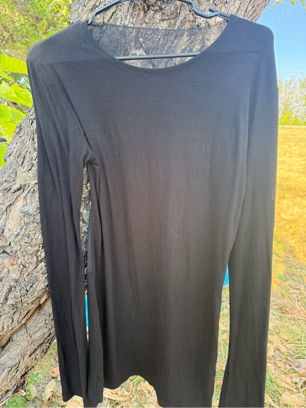 Sheer Back Black Long-Sleeve Women's Top - Picture 8 of 8